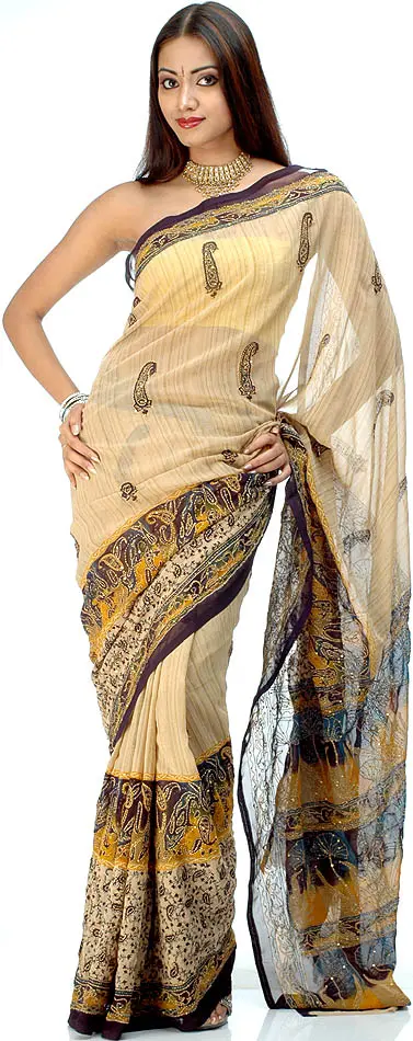 Printed Crepes with Kantha